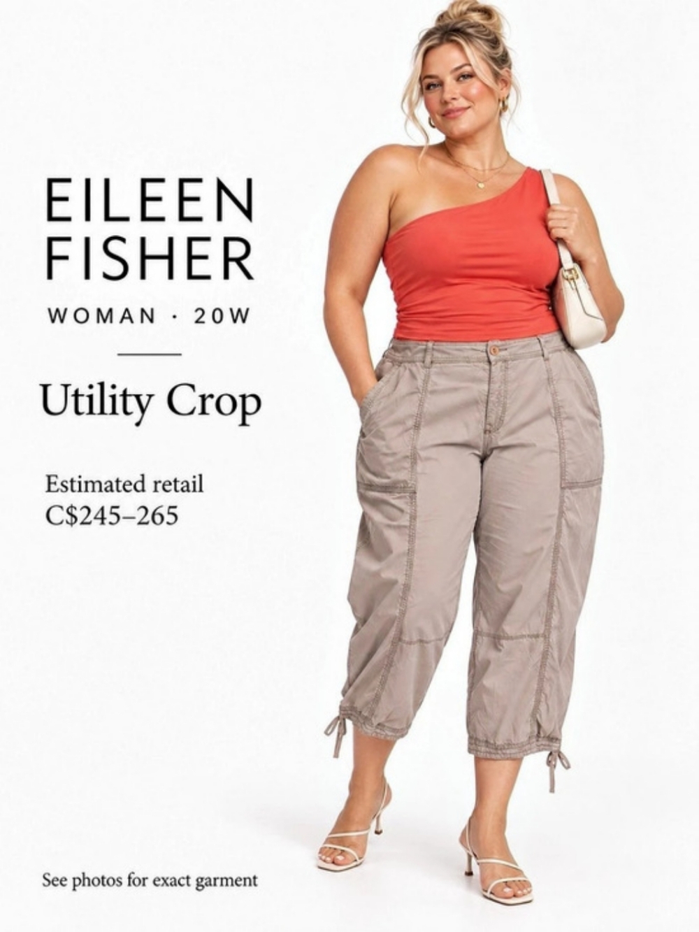 Eileen Fisher Utility Crop Pants in Gray Waist 20W